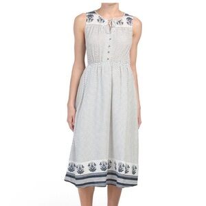 Lucky Brand White Midi Dress Navy White Polka Dots (14)